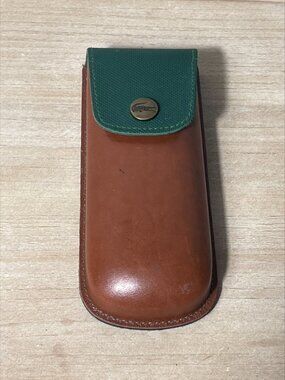 Vintage Lacoste Eyeglasses Sunglasses Case Brown Green Crocodile Logo